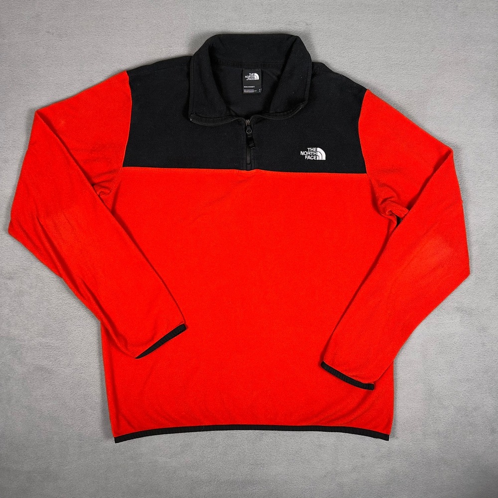 The North Face Mens TKA 100 Glacier Quarter Zip Fleece Orange Black M